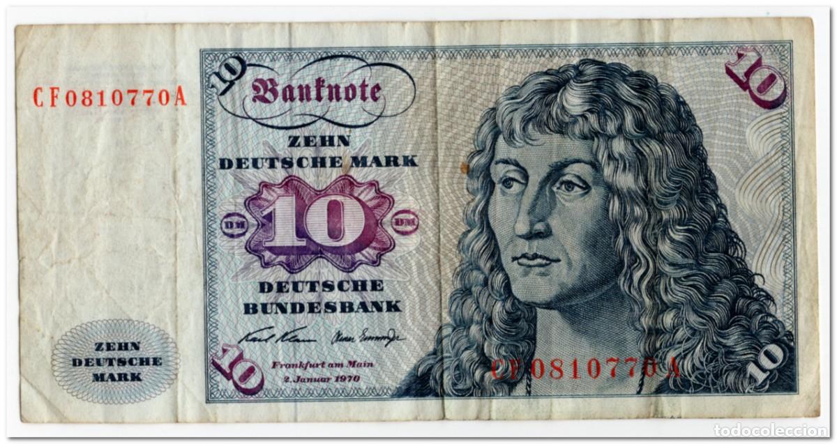 Billetes extranjeros: GERMANY 10 DEUTSCHE MARK,1970,P.31a,FINE