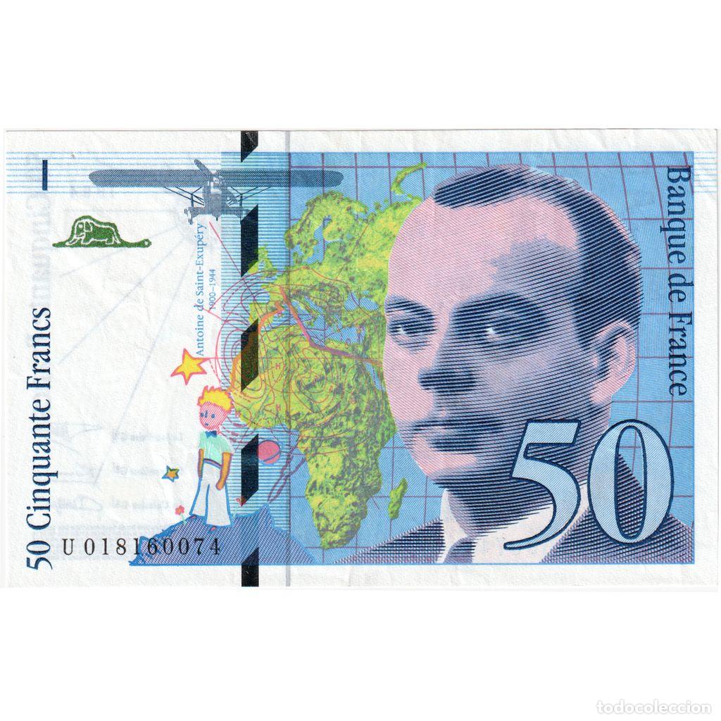 Billetes extranjeros: [#1230344] Francia, 50 Francs, St Exup&eacute;ry, 1994, U018160074, MBC+, Fayette:73.1c, KM:157Aa