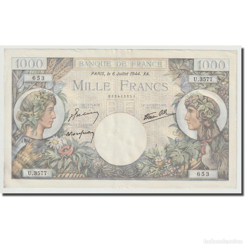 Billetes extranjeros: [#644252] Francia, 1000 Francs, Commerce et Industrie, 1944, 1944-07-06, EBC