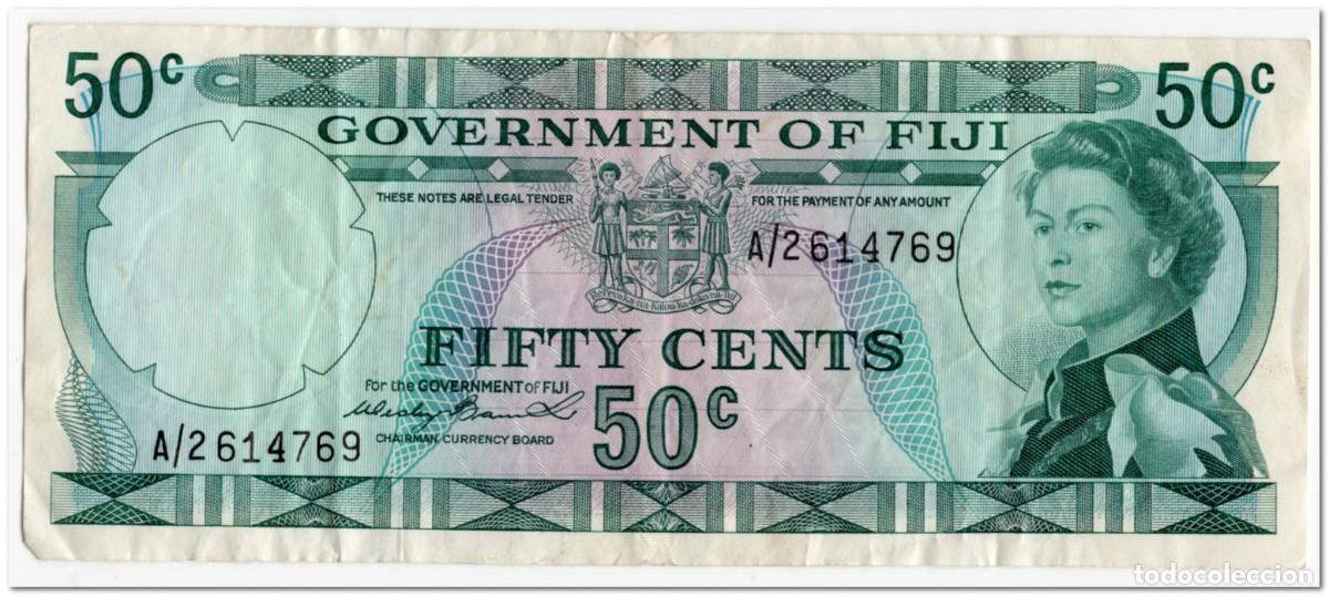 Billetes extranjeros: FIJI,50 CENTS,1971,P.64a,F-VF
