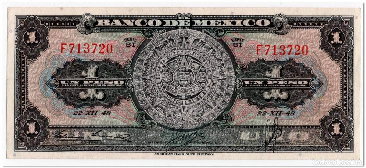 Billetes extranjeros: MEXICO,1 PESO,1948,P.46a,aXF