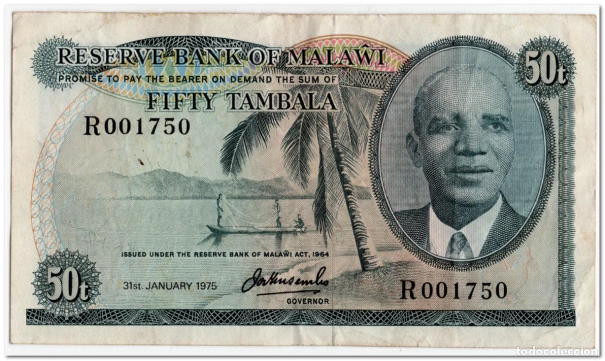 Billetes extranjeros: MALAWI,50 TAMBALA,1975,P.9c,VF