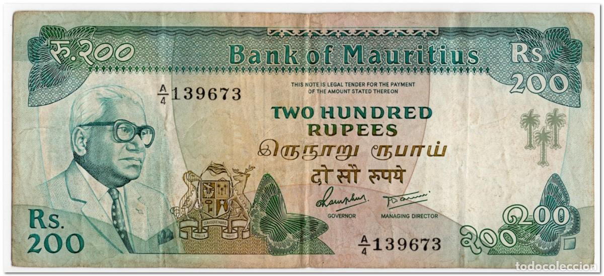 Billetes extranjeros: MAURITIUS,200 RUPEES,1985,P.39a,FINE