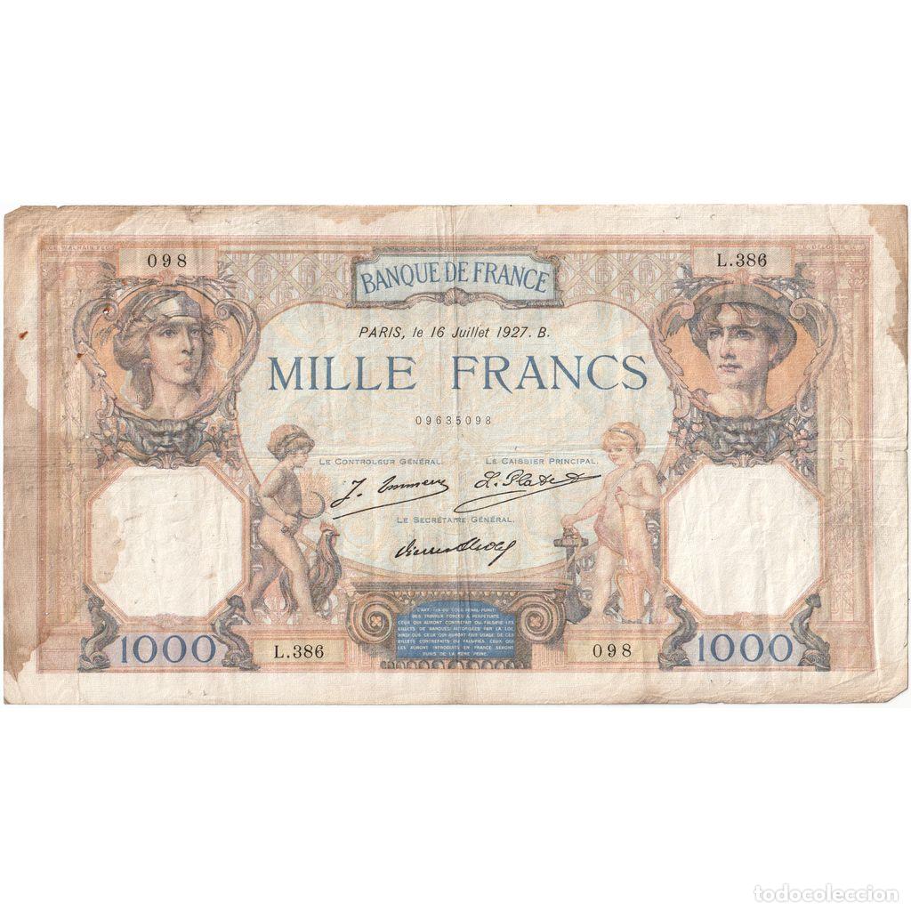 Billetes extranjeros: [#1294735] Francia, 1000 Francs, C&eacute;r&egrave;s et Mercure, 1927-07-16, L.386, BC