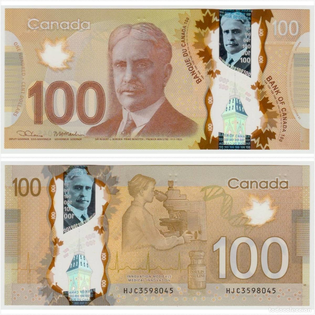 Billetes extranjeros: Canad&aacute; 100 D&oacute;lares 2011 Pick 110c n/s HJC3598045 Pol&iacute;mero Sin Circular (el de la foto)