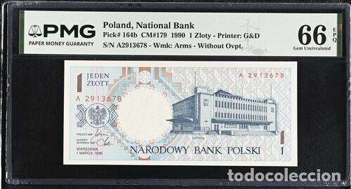 Billetes extranjeros: POLONIA * BILLETE 1 ZLOTY 1990 * PMG-66 EPQ (IC-1849)