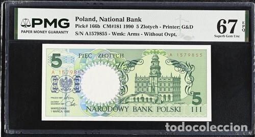 Billetes extranjeros: POLONIA * BILLETE 5 ZLOTYCH 1990 * PMG-67 EPQ (IC-1851)
