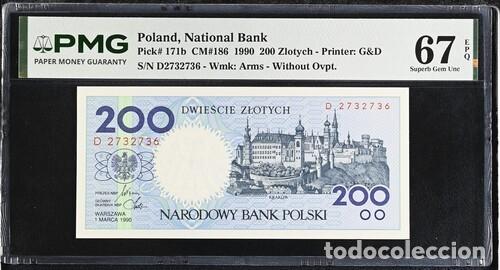 Billetes extranjeros: POLONIA * BILLETE 200 ZLOTYCH 1990 * PMG-67 EPQ (IC-1856)