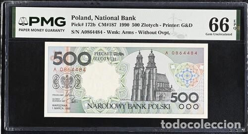 Billetes extranjeros: POLONIA * BILLETE 500 ZLOTYCH 1990 * PMG-66 EPQ (IC-1857)