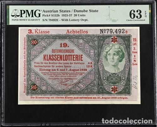 Billetes extranjeros: AUSTRIA * BILLETE 20 UNITS 1923-37 * PMG-63 EPQ (IC-1859)