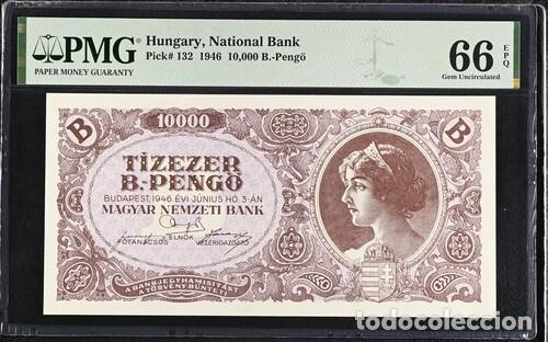 Notas Internacionais: HUNGRIA * BILLETE 10000 PENGO 1946 * PMG-66 EPQ (IC-1865)