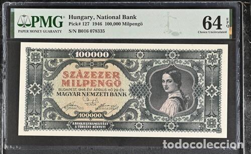 Notas Internacionais: HUNGRIA * BILLETE 100.000 MILPENGO 1946 * PMG-64 EPQ (IC-1866)