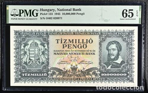 Billetes extranjeros: HUNGRIA * BILLETE 10.000.000 PENGO 1945 * PMG-65 EPQ (IC-1869)