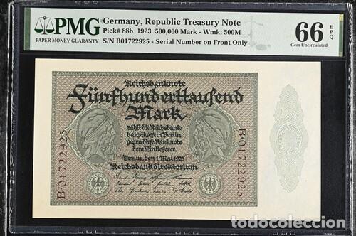 Billetes extranjeros: ALEMANIA * BILLETE 500.000 MARK 1923 * PMG-66 EPQ (IC-1871)