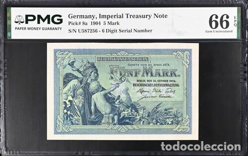Billetes extranjeros: ALEMANIA * BILLETE 5 MARK 1904 * PMG-66 EPQ (IC-1872)