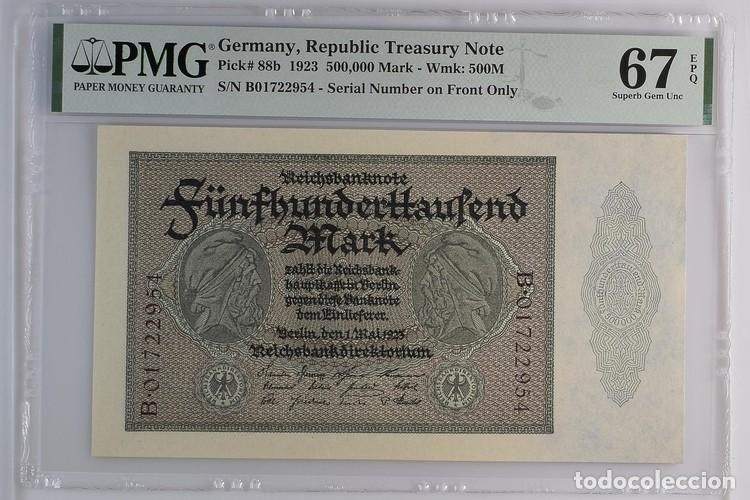 Billetes extranjeros: ALEMANIA * BILLETE 500.000 MARK 1923 * PMG-67 EPQ (IC-1874)