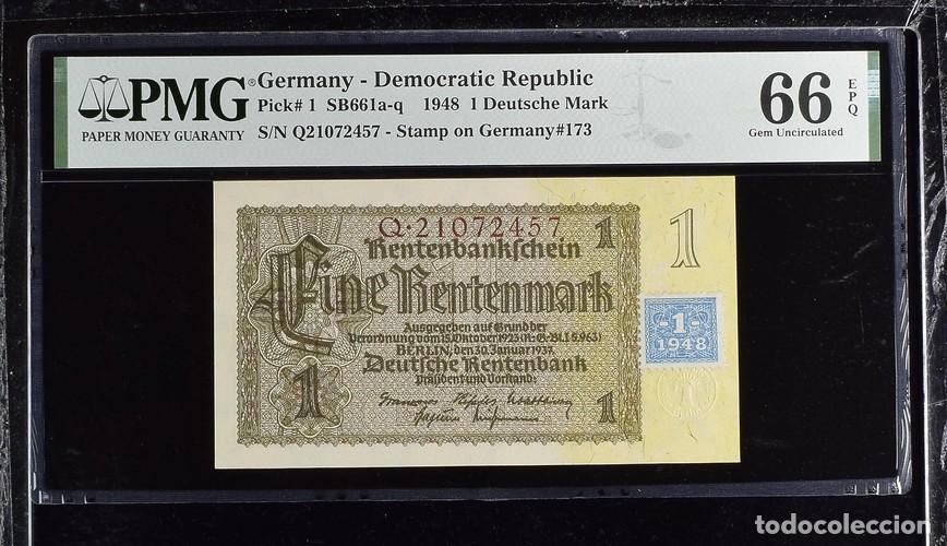 Billetes extranjeros: ALEMANIA * BILLETE 1 DEUTSCHE MARK 1948 * PMG-66 EPQ (IC-1875)