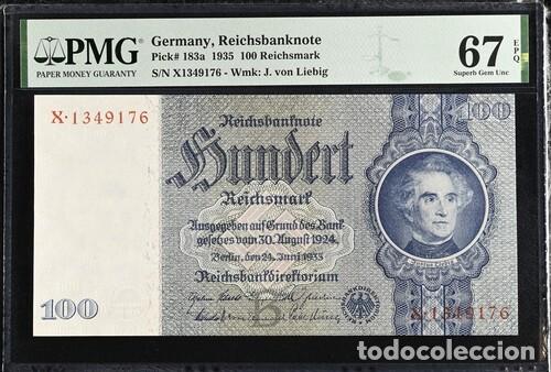 Billetes extranjeros: ALEMANIA * BILLETE 100 REICHSMARK 1935 * PMG-67 EPQ (IC-1876)