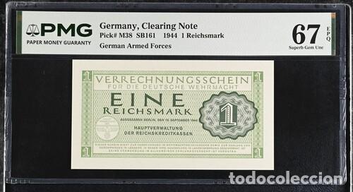 Billetes extranjeros: ALEMANIA * BILLETE 1 REICHSMARK 1944 * PMG-67 EPQ (IC-1877)