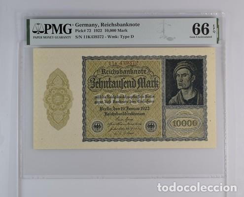 Billetes extranjeros: ALEMANIA * BILLETE 10.000 MARK 1922 * PMG-66 EPQ (IC-1878)