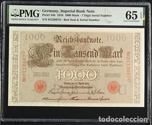 Billetes extranjeros: ALEMANIA * BILLETE 1.000 MARK 1910 * PMG-65 EPQ (IC-1879)