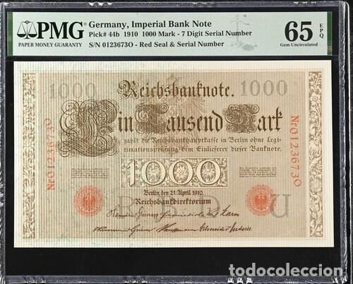 Billetes extranjeros: ALEMANIA * BILLETE 1.000 MARK 1910 * PMG-65 EPQ (IC-1880)