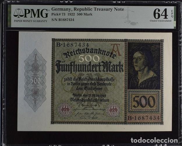 Billetes extranjeros: ALEMANIA * BILLETE 500 MARK 1922 * PMG-64 EPQ (IC-1881)