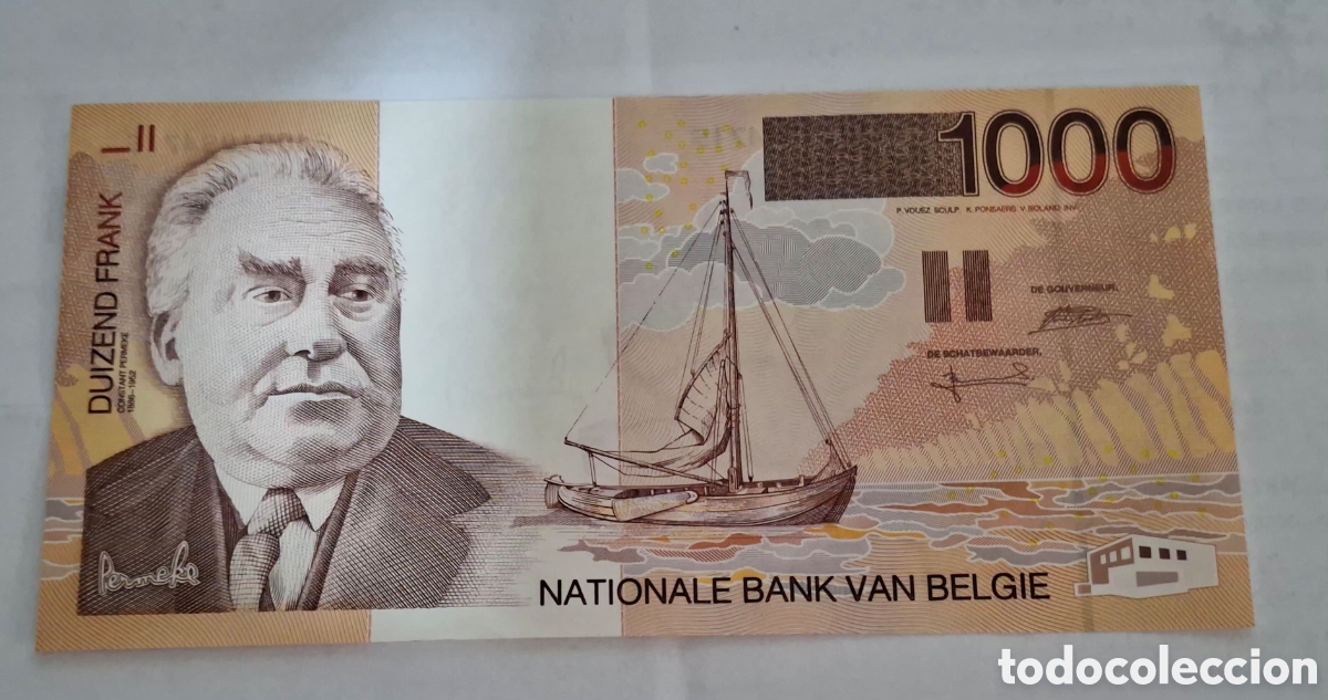 Internationale Banknoten: Billete Belgica,1.997, 1.000 Francos,UNC.