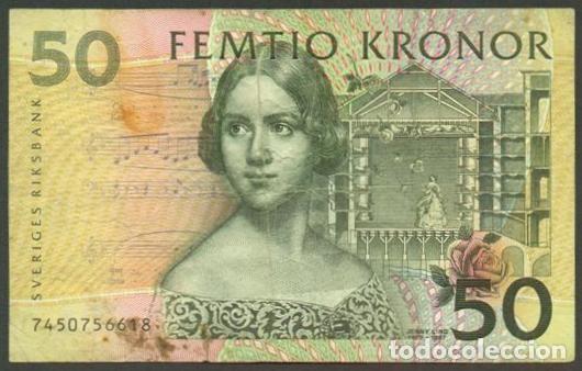 Billetes extranjeros: SUECIA. 50 kronor (coronas) (199)7. Sin banda plateada. Pick 62 a. Musica
