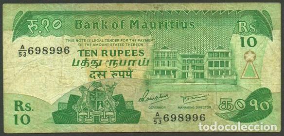 Billetes extranjeros: MAURICIO (MAURITIUS). 10 rupees (1985). Pick 35 b.