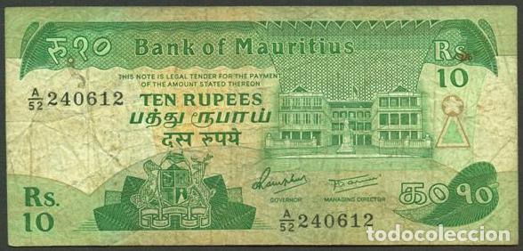 Billetes extranjeros: MAURICIO (MAURITIUS). 10 rupees (1985). Pick 35 b.
