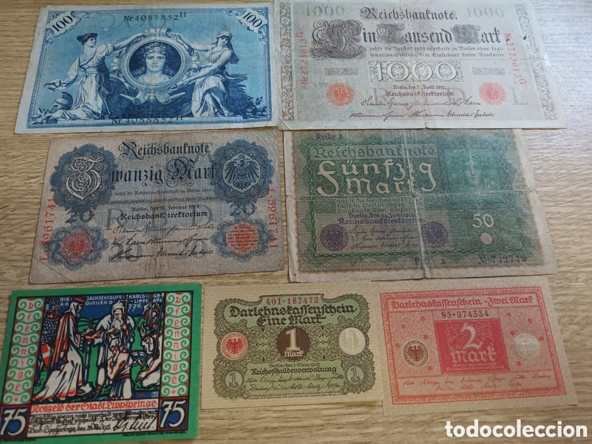 Billetes extranjeros: LOTE DE 7 BILLETES ANTIGUOS ALEMANES