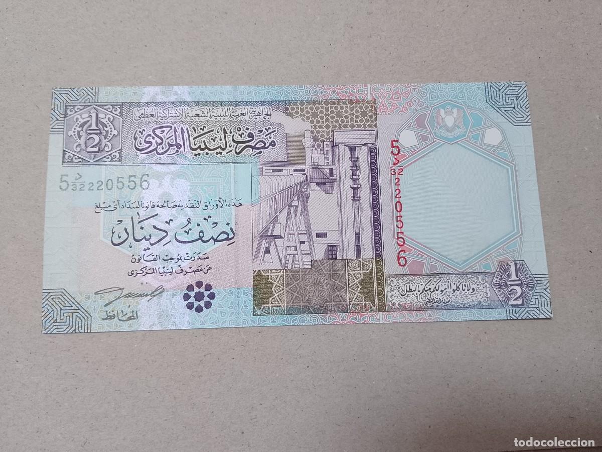 Billetes extranjeros: Billete Libia, 1/2 dinar, a&ntilde;o 2002, UNC - Foto 1