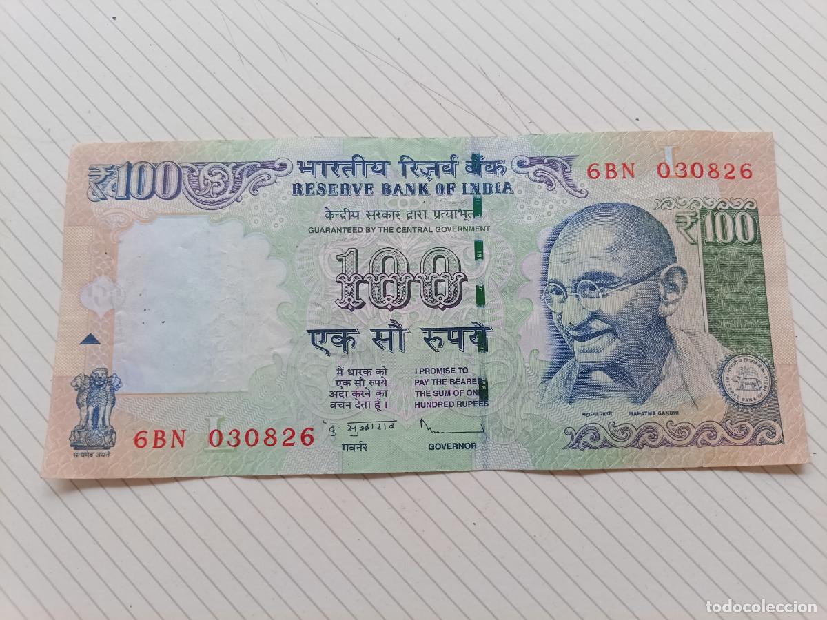 Billetes extranjeros: INDIA 100 RUPIAS MAHATMA GANDHI