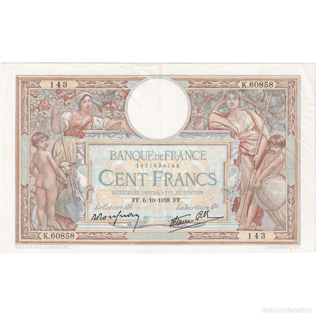 Billetes extranjeros: [#336993] Francia, 100 Francs, Luc Olivier Merson, 1938-10-06, K.60858, EBC+