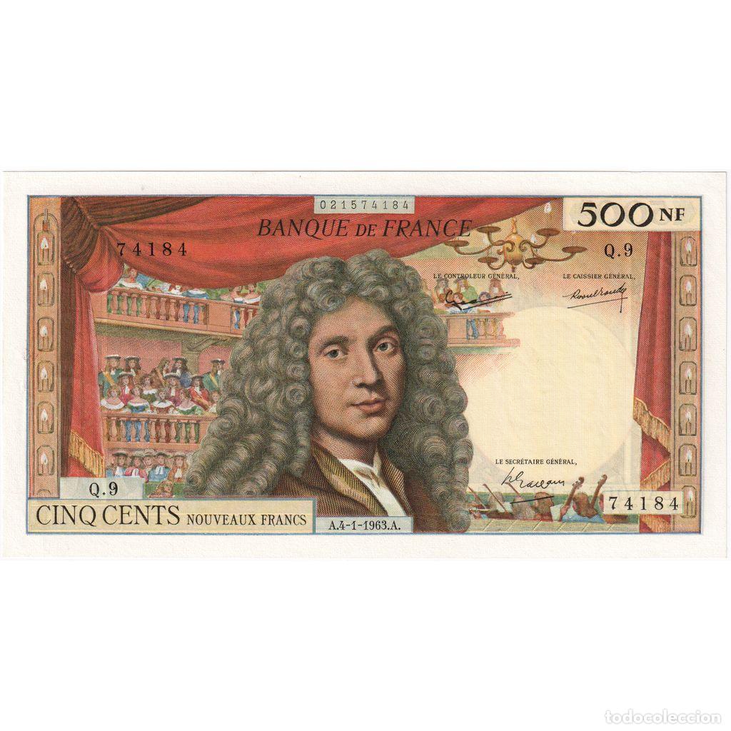 Billetes extranjeros: [#336996] Francia, 500 Nouveaux Francs, Moli&egrave;re, 1963-01-04, Q.9, EBC
