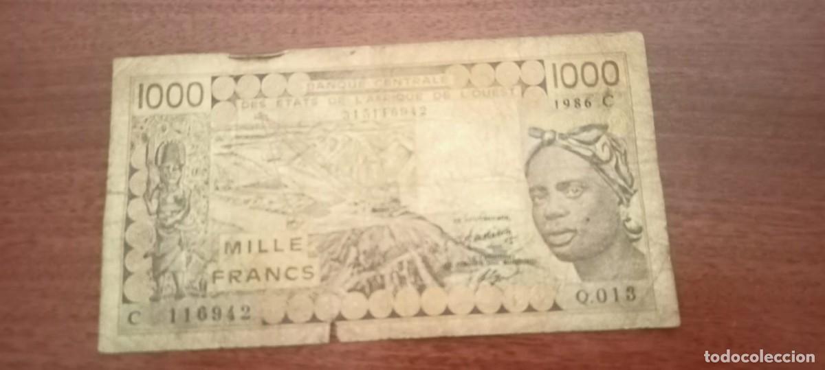 Billetes extranjeros: WEST AFRICAN STATES (BURKINA FASO) 1000 FRANCS 1986 F #114