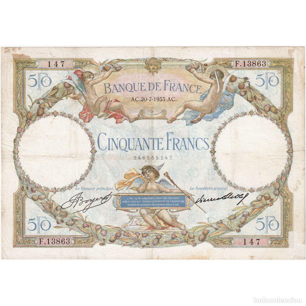 Billetes extranjeros: [#337021] Francia, 50 Francs, Luc Olivier Merson, 1933-07-20, F.13863, BC