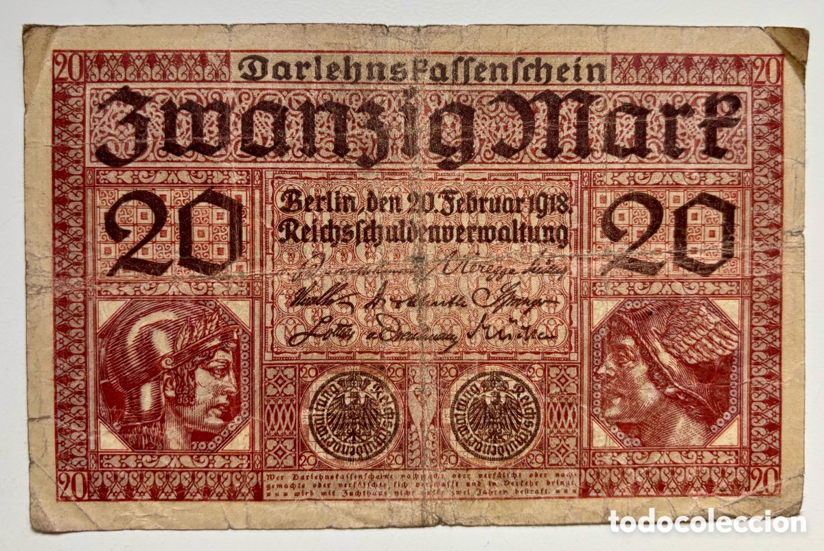 Billetes extranjeros: Billete ALEMANIA 20 Marcos 1918 Mark