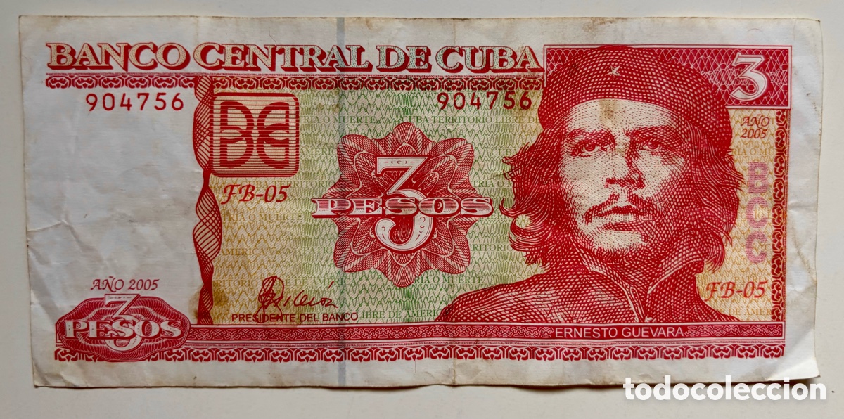 Billetes extranjeros: Billete CUBA 3 Pesos 2005. Che Guevara