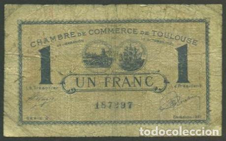 Billetes extranjeros: FRANCIA. TOULOUSE. 1 franc 1920 / emision 1921.