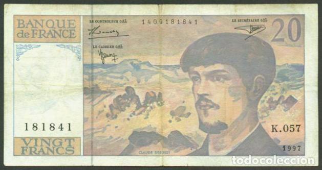 Billetes extranjeros: FRANCIA. 20 francs 1997. Claude Debussy. Pick 151i.