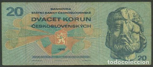 Billetes extranjeros: CHECOSLOVAQUIA. 20 korun 1970. Pick 92. Serie L.