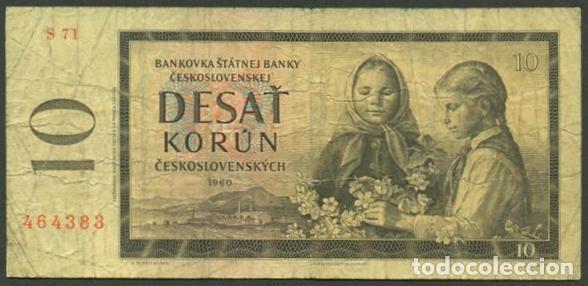Billetes extranjeros: CHECOSLOVAQUIA. 10 korun 1960. Serie S. Pick 88 b.