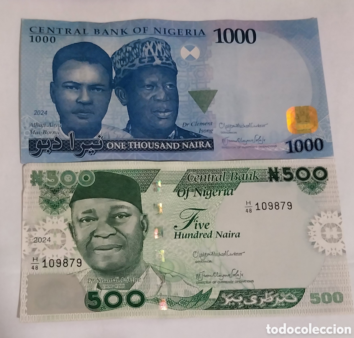 Billetes extranjeros: 2 billete nigeria original % s/c