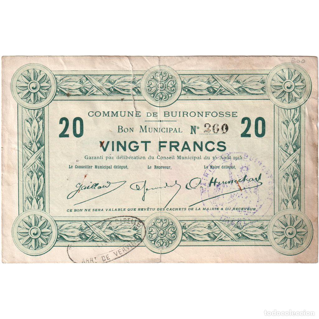 Billetes extranjeros: [#1515396] Francia, 20 Francs, 1915-08-25, 260, BC, Pirot:02-1309