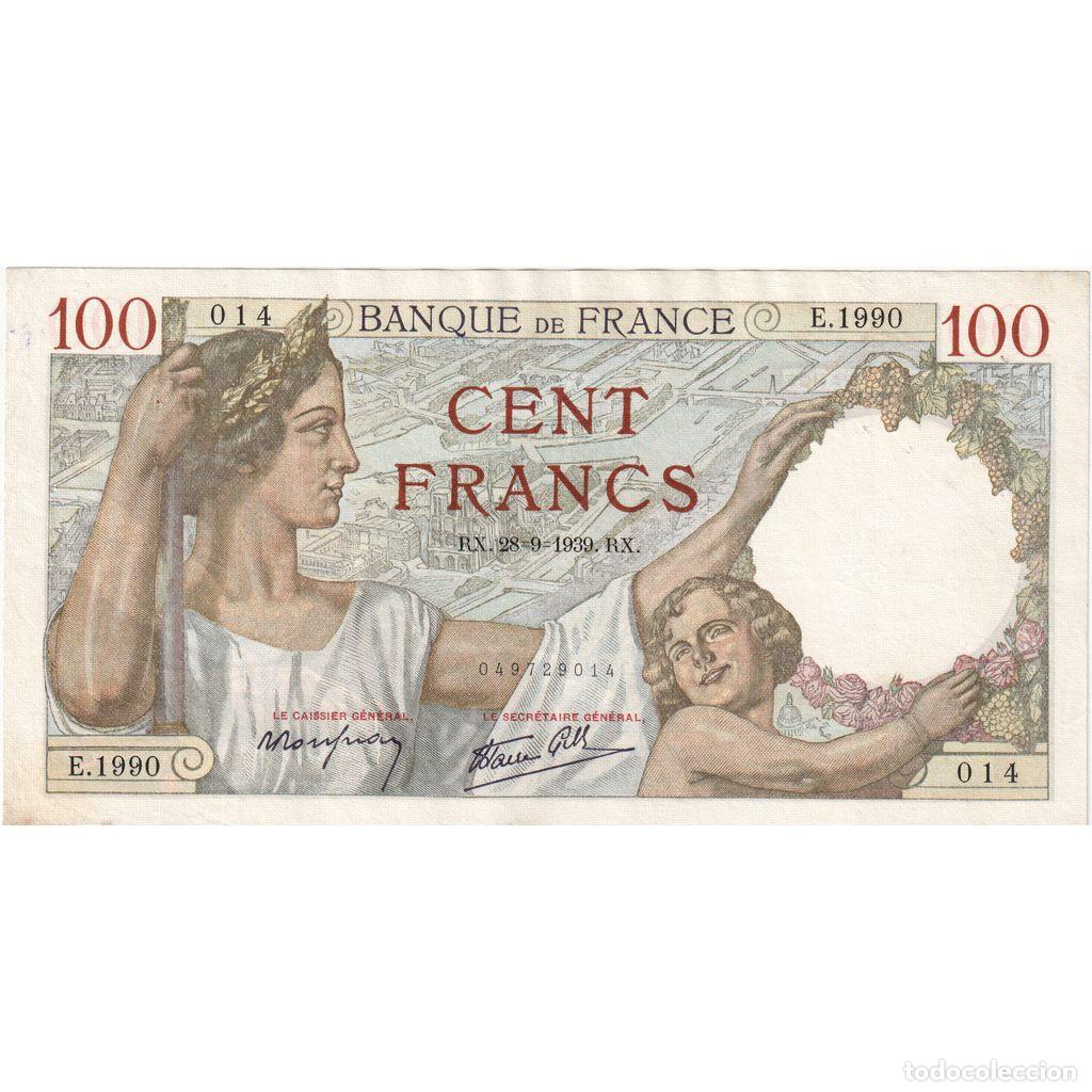 Billetes extranjeros: [#336994] Francia, 100 Francs, Sully, 1939-09-28, E.1990, MBC