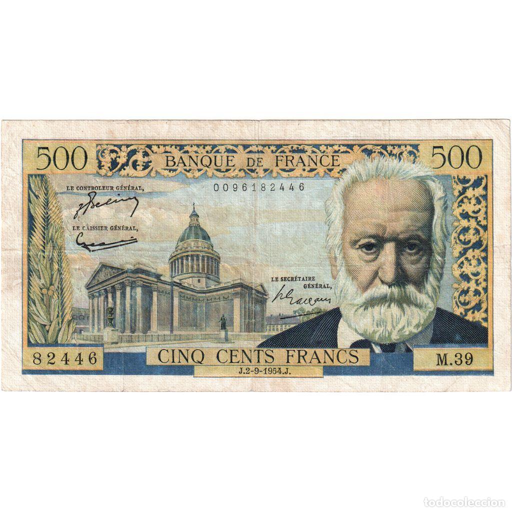 Billetes extranjeros: [#336989] Francia, 500 Francs, Victor Hugo, 1954-09-02, M.39, BC