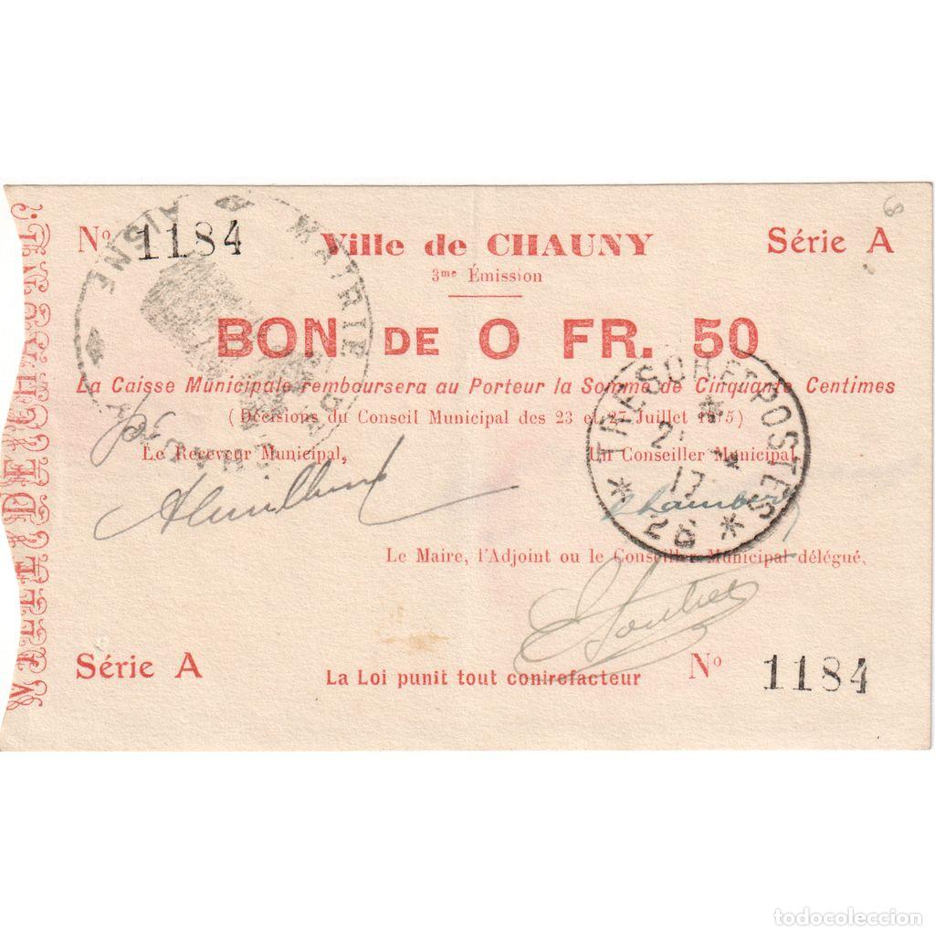 Billetes extranjeros: [#1515384] Francia, 50 Centimes, 1915-07-27, Serie A. 1184, BC+, Pirot:02-1309