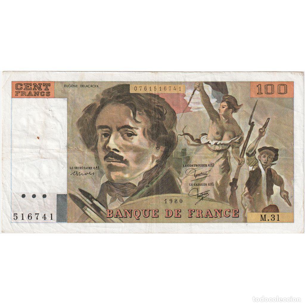 Billetes extranjeros: [#1515408] Francia, 100 Francs, Delacroix, 1980, M31, BC